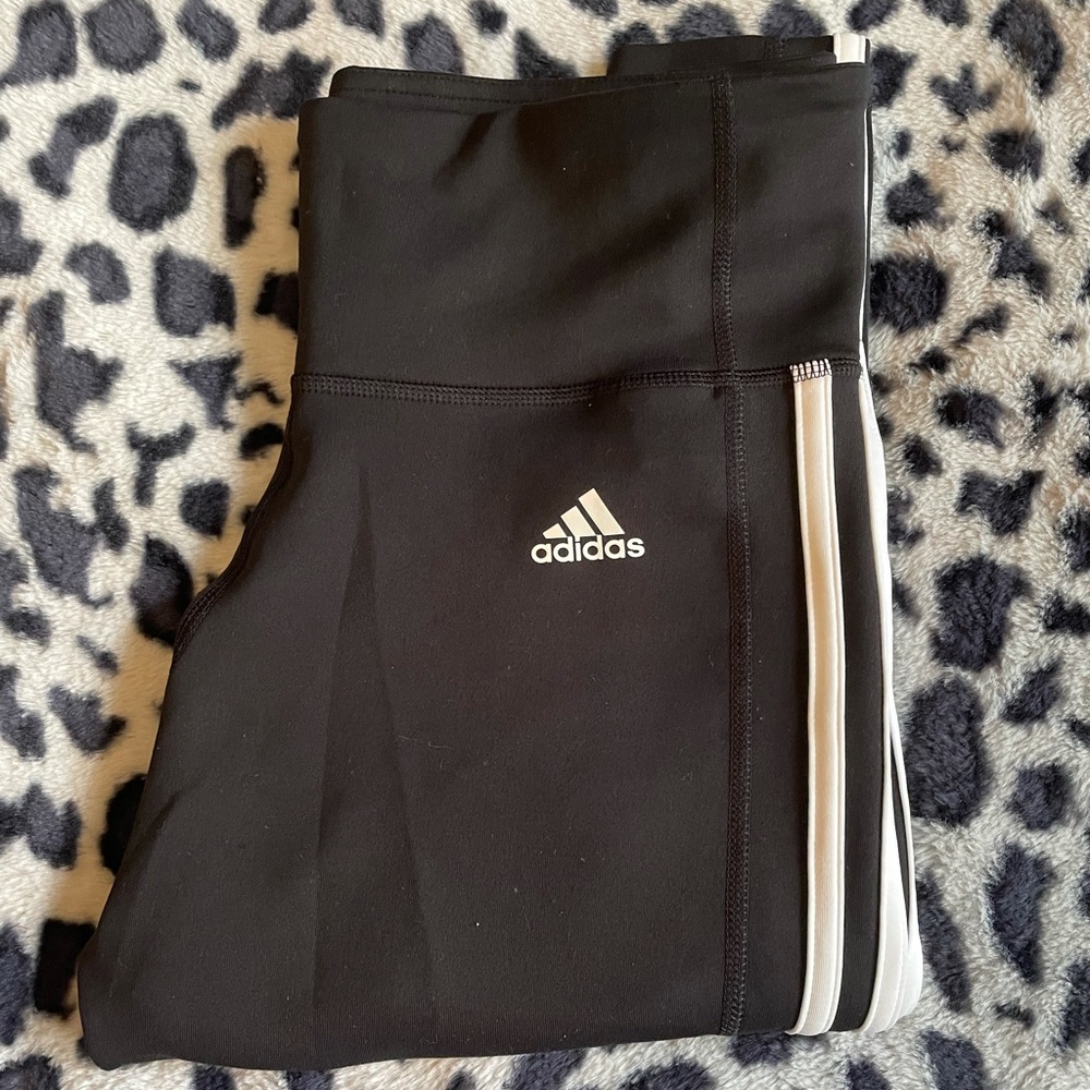 Adidas leggings with white stripe